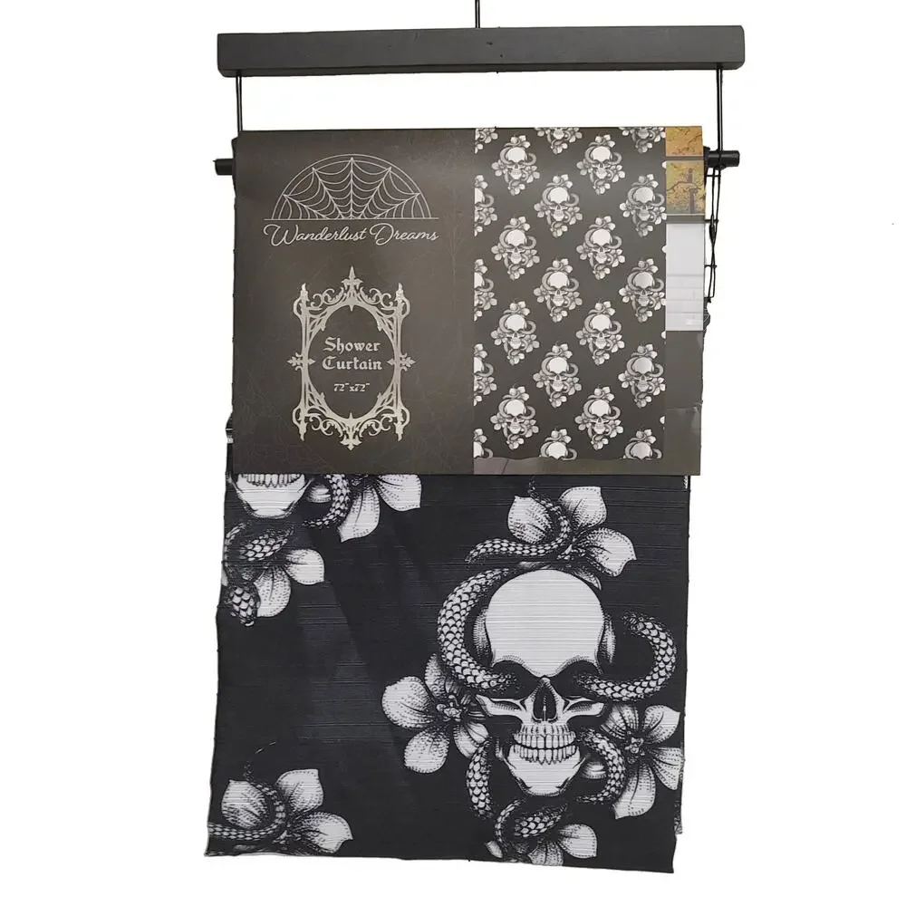 Wanderlust Dreams Skulls & Flowers Shower Curtain